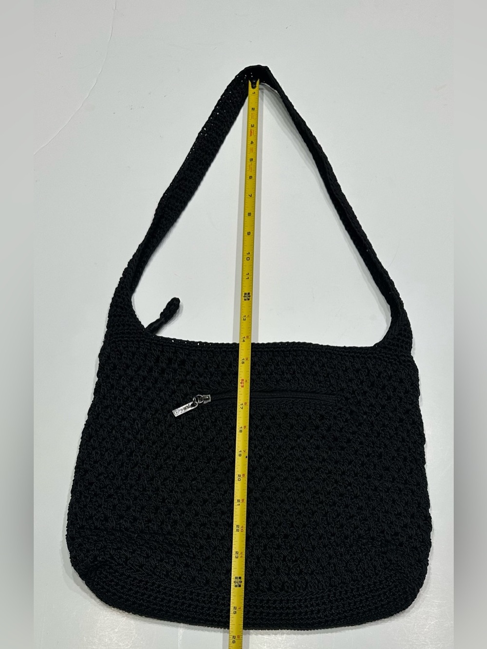 THE SAK Black Classic Crochet Long Crossbody Strap Shoulder Handbag Boho - Picture 8 of 16
